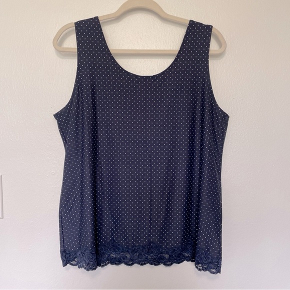 CHICOS BUNDLE (2) TANK POLKA DOT SIZE 3 (XL) SLEEVELESS NAVY DOT & DRK BLUE DOT - Picture 6 of 9
